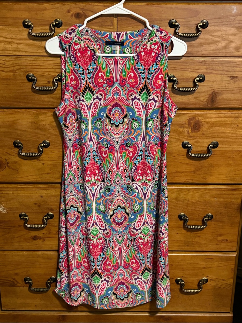Tommy Hilfiger Sleeveless Paisley Shift Dress - Pink, Blue, Green